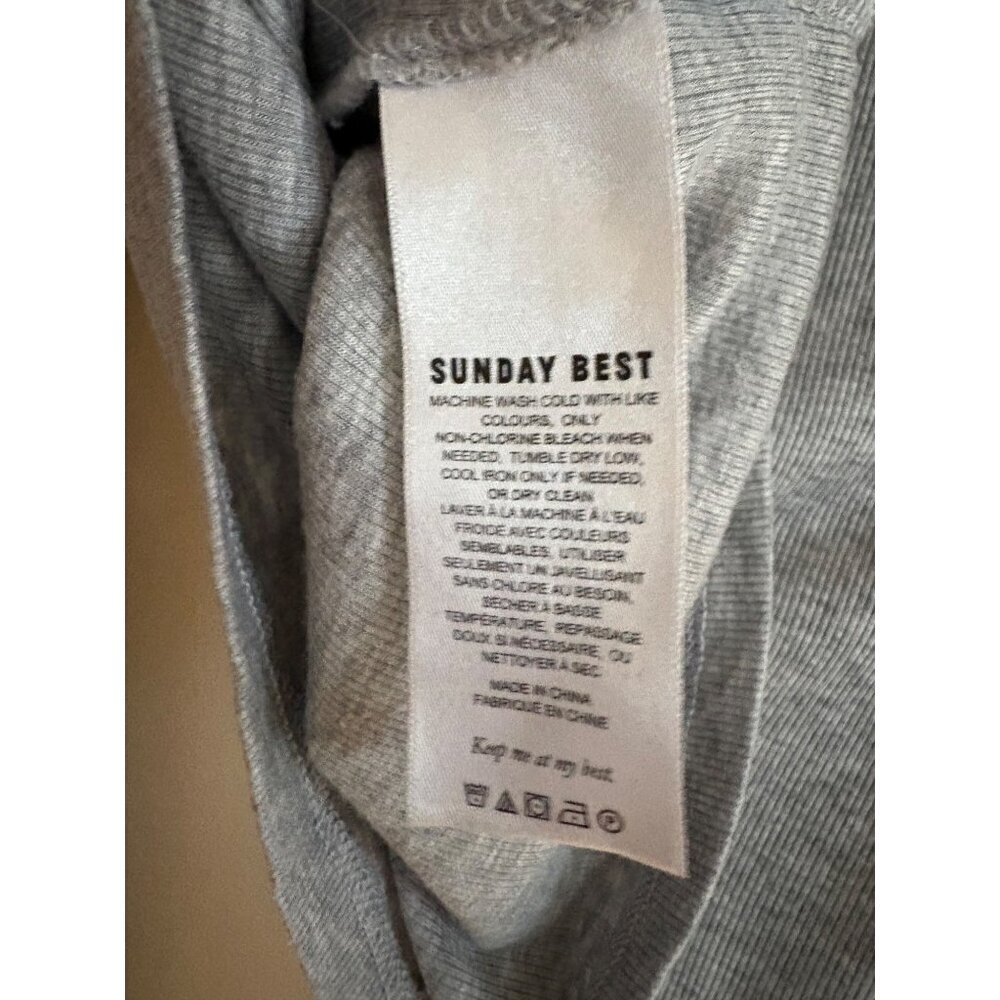Sunday Best Ribbed Modal Turtleneck Long Sleeve Casual Top in Gray Size XS - Picture 5 of 10